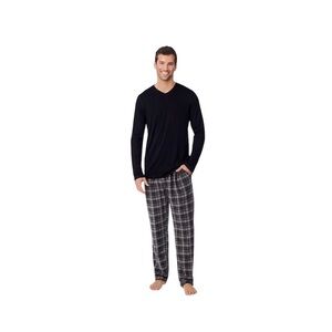 New Denver Heyes Men's M Fleece Black and Plaid Pajama Set